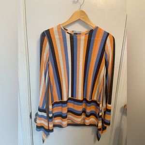 Striped shirt with bell sleeves